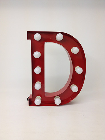 red carnival letter d handmade steel