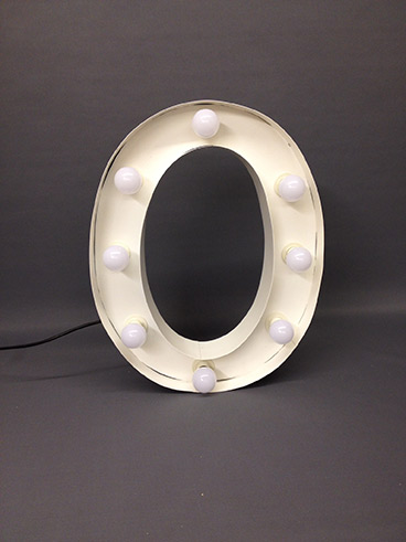 white marquee letter o