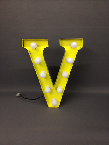 yellow v marquee letter