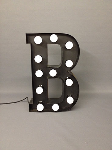 black marquee letter b