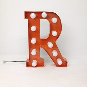 orange r marquee letter