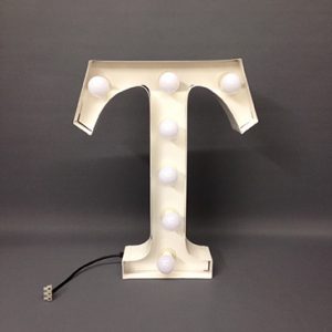 white t marquee letter